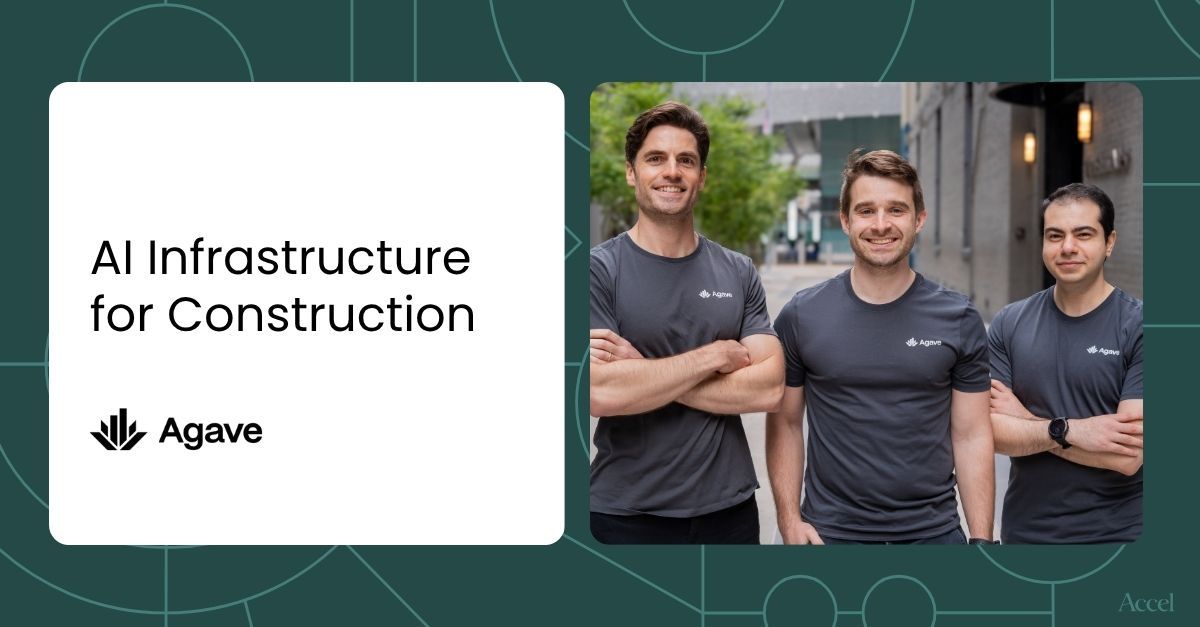 Agave founding team, logo, and text reading AI Infrastructure for Construction